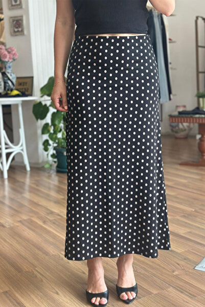 Unique Boutique Black Polka Dot High Waist Maxi Skirt