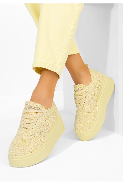 B T Shoes Anneira yellow Platform Sole sneakers