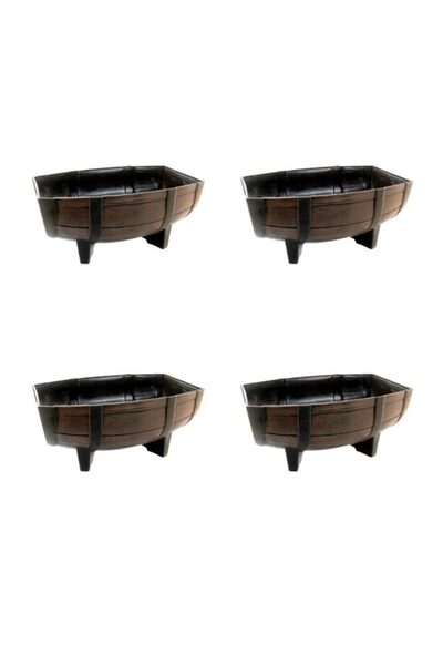 Evelise Set of 4 flower pots, barrel model, teak, 41x29x19 cm