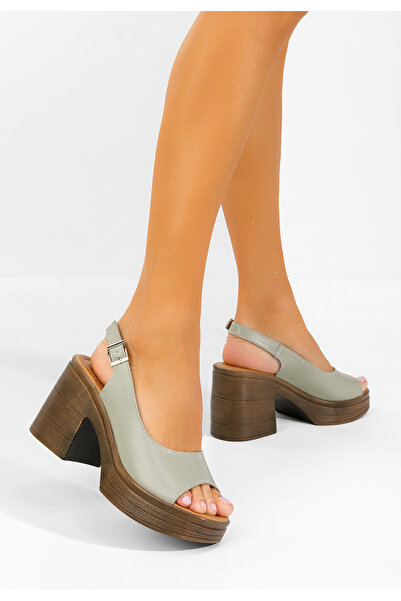 B T Shoes Sandale dama piele Leyana verzi