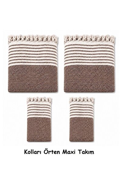 Mandaş Brown - Cotton Non-Slip Wicker Woven Armrest Covering Maxi Sofa Cover ...