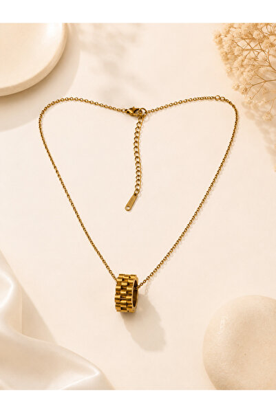 Archhazel Jewelery Gold Wheel Model Steel Necklace