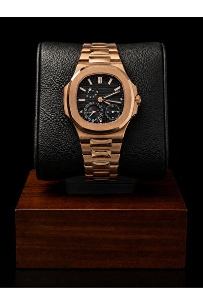 VENTO TERRA Rose Gold Premium Çelik Kordon Erkek Kol Saati – Siyah Kadran Lux...