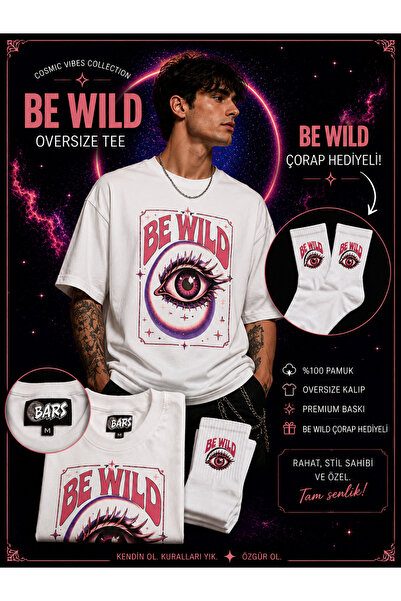 barsdepo Be Wild Unisex Oversize Premium T-Shirt |   Socks with Gift
