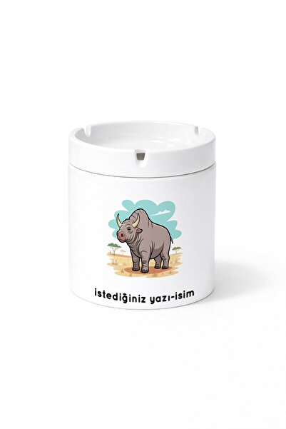 Kirbi Reklam Animal Rhino Rhinoceros Double Sided Printed Ash Tray Ashtray Gift