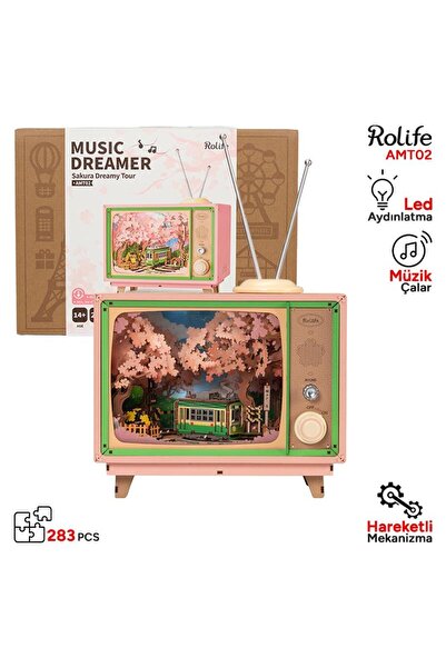 Rolife AMT02 TV Görünümlü Müzik Kutusu (Sakura Dreamy Tour) DIY Minyatür Make...