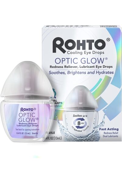 rohto قطرات العين أوبتك جلو للترطيب والتبييض وتخفيف الاحمرار، زجاجة 13 مل