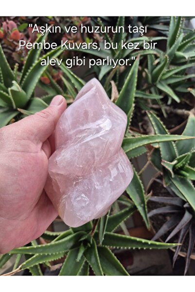 güleçdoğaltaş Güleç Doğal Taş Pembe Kuvars Alev Formu Doğal Kristal Kütle