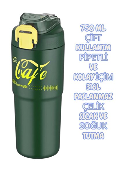 Vagonlife 750 ML MATARA ÇİFT KULLANIM PİPETLİ VE KOLAY İÇİM 316L PASLANMAZ ÇELİK