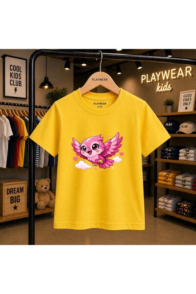 playwear Tricou unisex pentru copii 100% imprimat cu Mini Flying Bird, pentru...