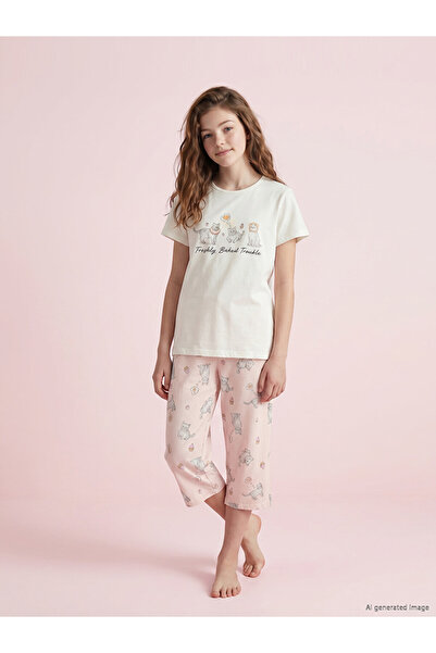 LC Waikiki Esvab • Modern & Distinctive Printed Girls' Capri Pajama Set