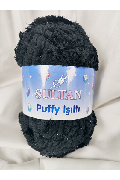 Sultan خيط حياكة يدوي أسود لامع من Puffy Işıltı، 100 جرام. 100 متر. (قطعة واح...