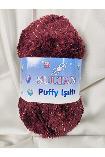 Sultan Puffy Işıltı Burgundy Hand Knitting Yarn 100Gr. 100 Meters. (1 Piece) ...
