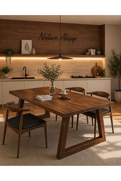 NATUREE AHŞAP Doğal ahşap yemek masası 80 x 120 (yükseklik 75 cm )
