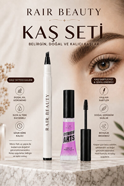 RAİR BEAUTY Kahverengi Mikroblading Ucu Tırtıklı Kalıcı Kaş Kalemi ve Şeffaf ...