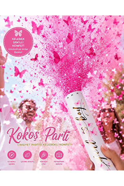 Kokoş Parti Kelebekli ve Toz Boyalı Konfeti ● Cinsiyet Partisi ve Baby Shower...