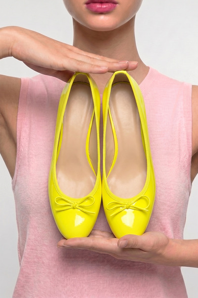 PAYZİN ''Emel'' Round Toe Flat Bottom Ballerinas with Mustache Bow New Season