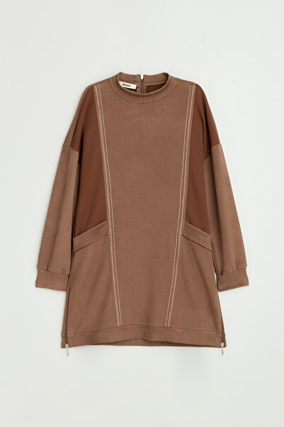 Nihan Cupra Suede Tunic with Metal Accessories - Mink