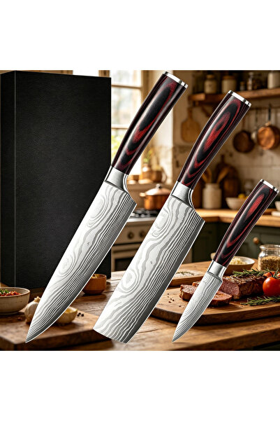 OSOOKE Professional Kitchen Knife Set, 3-Piece Chef Knife & Utility Set with ...