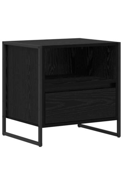 vidaxl Noptieră cu sertar Stejar Negru 50 x 39,5 x 50 cm Lemn compozit