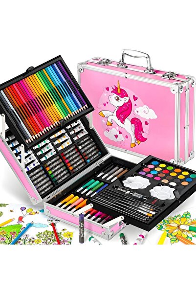 CRAFT ERA طقم رسم وتلوين 145 قطعة، مجموعة أقلام تلوين للرسم، أقلام تظليل، ألو...