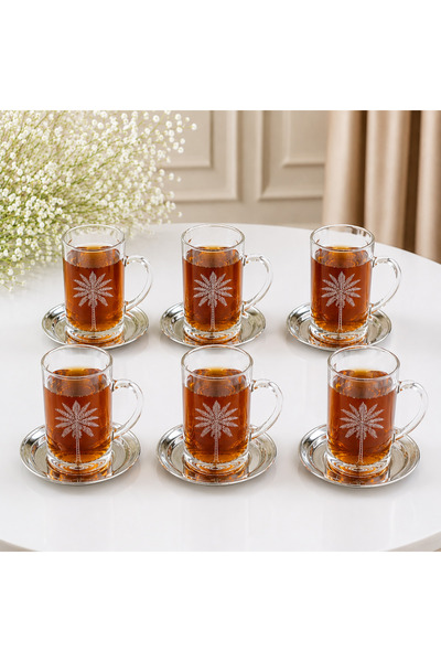 laverahome Arabic Style Embossed Luxury Tea Cups and Saucers Set - 18Pcs
