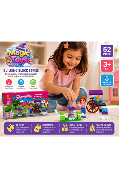 Happy Holidays Set Constructie Happy Holiday pentru Fetite, 52 Piese, 19x9.5cm