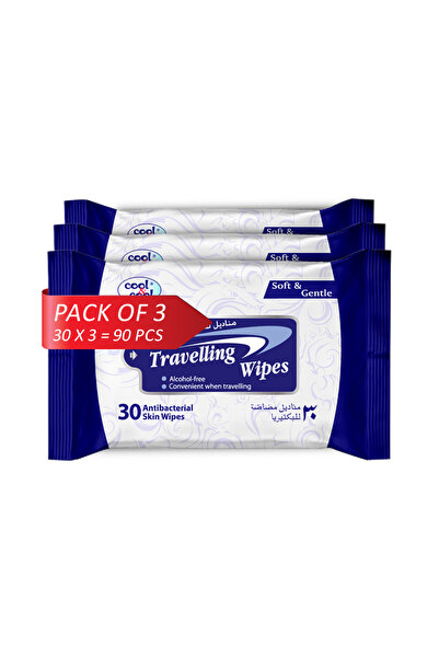 COOL & COOL Travelling Wipes - 30's (Pack of 3) - Convenient for Travel,Antib...