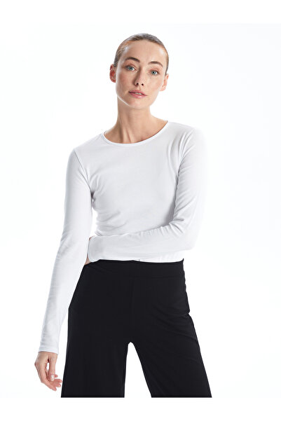 LC Waikiki Tricou cu mânecă lungă uni cu gâtul turnat pentru femei