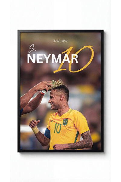 icontablo Neymar Jr Brezilya Milli Takımı Siyah Çerçeveli Tasarım Tablo Futbo...