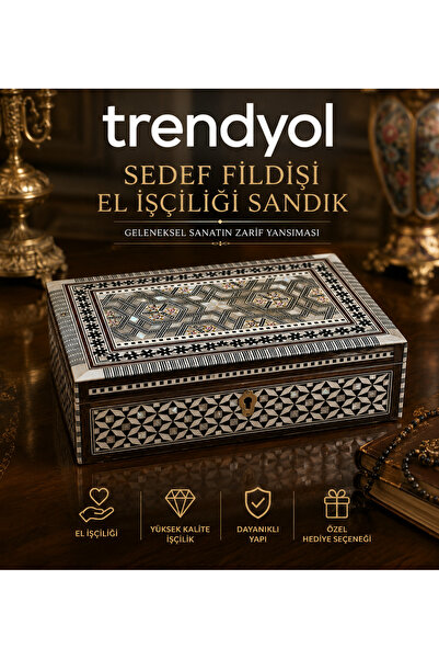 EVVEL ZAMAN ANTİK Fildişi El işlemeli Markuteri Sandık-Kutu