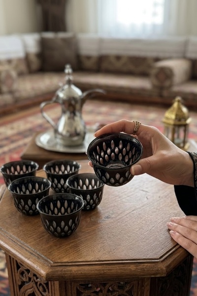 DECOSTYLE Yağmur Dekor Colorful 6-Piece Mirra – Zemzem Glass Serving Cup Set ...
