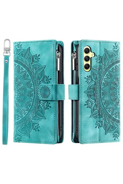 sscase Flowers Embossed θήκη Πορτοφόλι Green (Samsung Galaxy A15 4G / 5G)
