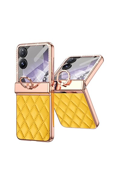 sscase Rhombus and Strass Σκληρή Θήκη με Δαχτυλίδι Yellow (Xiaomi Mix Flip 5G)