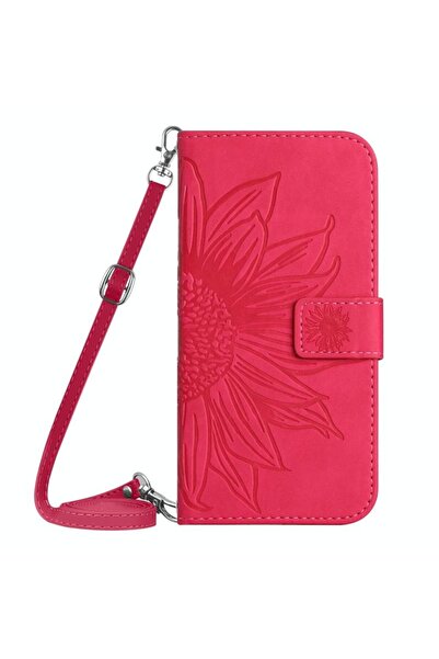 sscase Sun Flower Θήκη Πορτοφόλι με Λουράκι Rose Red (Motorola Moto E14)
