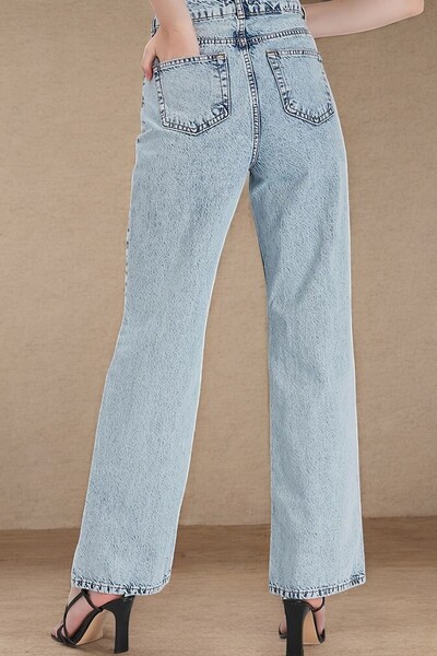Livik Urban Blue Women's High Waist Wide Leg Denim