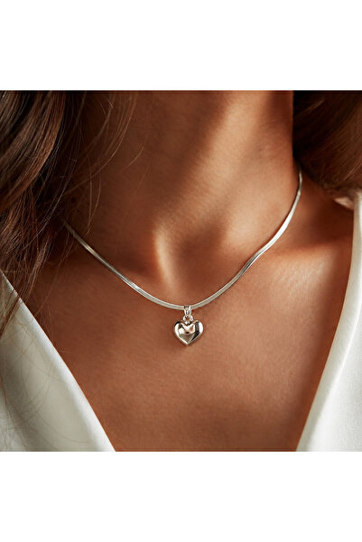 Markiz Takı Heart Steel Necklace 45 cm