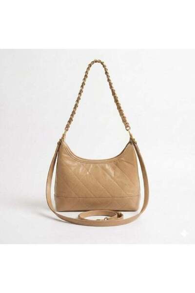 Generic Elegant Quilted Leather Shoulder Bag with Gold Chain Strap & Adjustab...