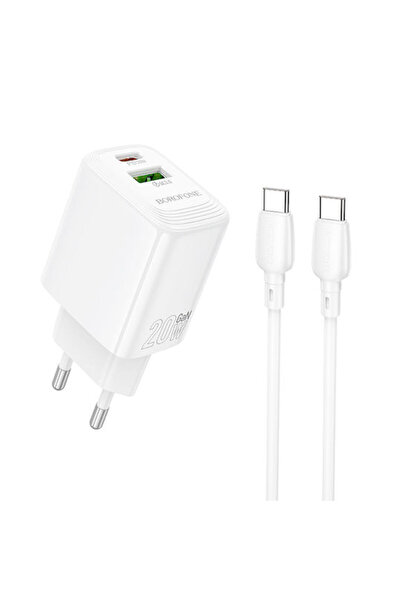 Borofone Φορτιστής με θύρα USB-A και θύρα USB-C και καλώδιο USB-C σε USB-C, 2...