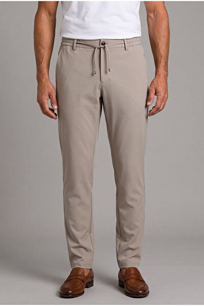 Bisse Beige Jogger Drawstring Sports Pants