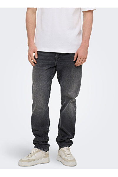 Only & Sons Siyah Erkek Dar Taşlamalı Denim Pantolon 22038626 ONSYOKE TAPERED...
