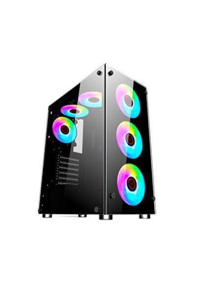Evesky Double-sided Tempered Glass ATX Computer Gaming Case(RGB Fans are not ...