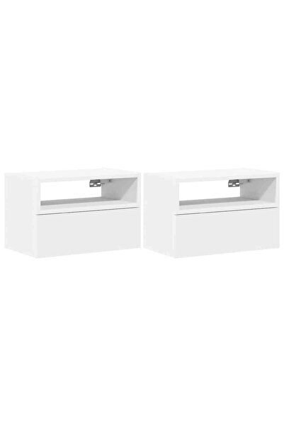 vidaxl Noptiere de perete, 2 buc., alb, 45x26x28,5 cm