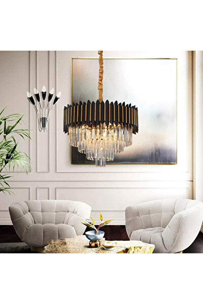 proled Splendor Crystal 400 chandelier, modern lighting, E14, black