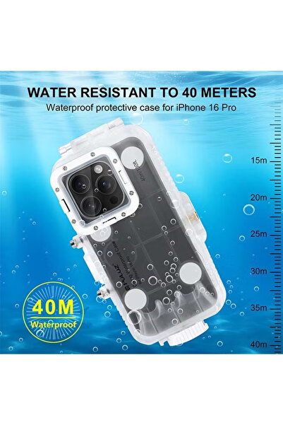 PULUZ Diving Phone Case for iPhone 16 Pro, 130ft/40m Professional Diving Snor...