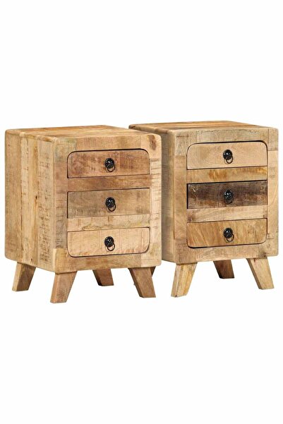 vidaxl Noptiera 2 buc 37x32x50 cm Lemn masiv Mango brut