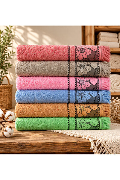 Peacock 6 bucăți prosoape de mână din bumbac 100% cu franjuri 50x90