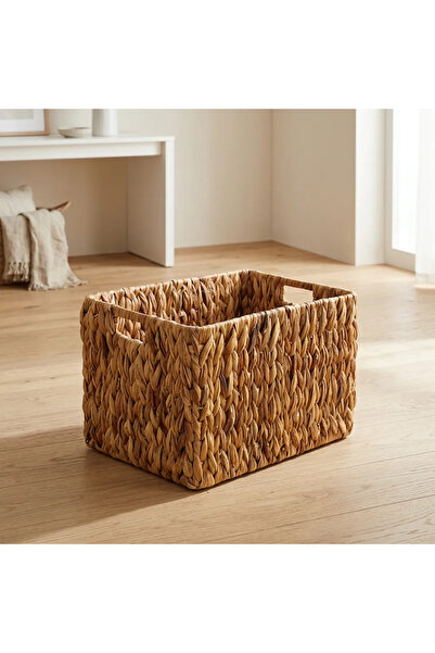 ELZEY HOME Hasır Dikdörtgen Derin Örgülü Sepet M 33x23x23 Cm