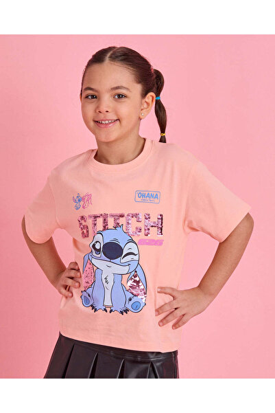 REDTAG تي شيرت بناتي مطبوع عليه Peach Stitch