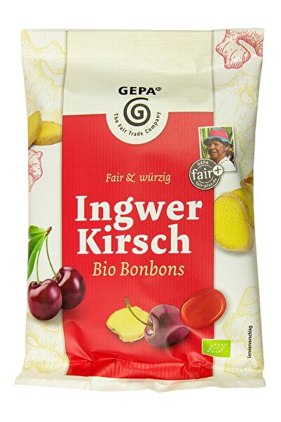 Gepa – Organic ginger and cherry lollipops, 100g